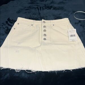 Free People White Denim Button Up Skirt  Size 28